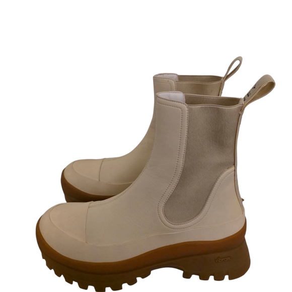 Stella Mccartney Trace Light Texture Ankle Boots in Beige Polyurethane Size 38 - Picture 5 of 9